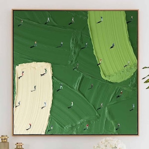 Large Green Abstract Painting Green Golf Canvas Wall Art Green Textured Wall Art Golf Course Painting Golf Lovers Gifts Handmade Painting