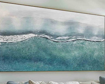 Large 3D Textured Sea Wave Painting Abstract Ocean Art Abstract Wave Art Original Ocean Art Modern Ocean Art Blue-Green Painting