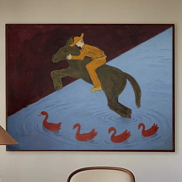 Figurative Horse Rider Painting, Contemporary Figurative Art, Abstract Rider Painting, Modern Wall Art, Original Hand Painted Artwork