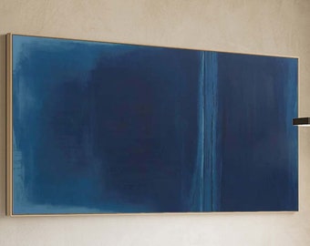 Large Blue Painting Abstract Blue Wall Art Blue Minimalist Painting Wabi Sabi Blue Wall Art