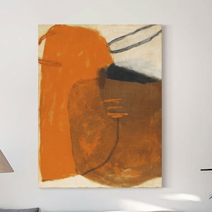 Large Abstract Orange Painting on Canvas Minimalist Wall Art Original Orange Abstract Wall Decor Contemporary Art