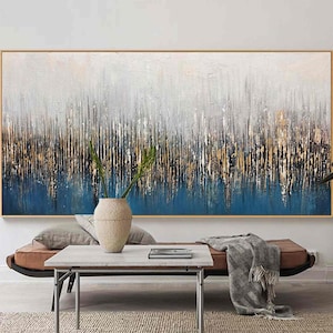 Large Blue Gray Texture Abstract Painting Blue And Gray Canvas Art Minimalist Decor Personalized Gifts Home Decor Wall Art