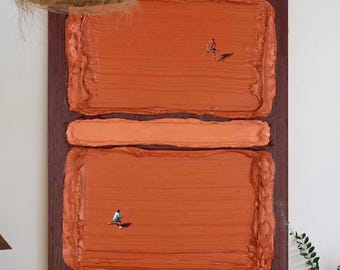Red Clay Tennis Court Wall Art Textured Sports Canvas Painting for Living Room Decor