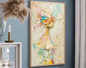Lady Figure Painting Colorful Female Figure Abstract Painting Abstract Women Portrait Painting Texture Wall Art