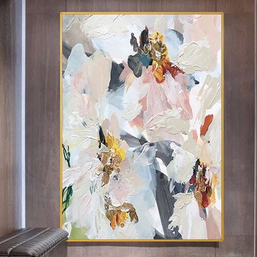 Large Flowers Painting on Canvas, Original Painting, Floral Wall Art, Roses Art, Flower Art, Modern Art, Home Wall Decor Living shops Room
