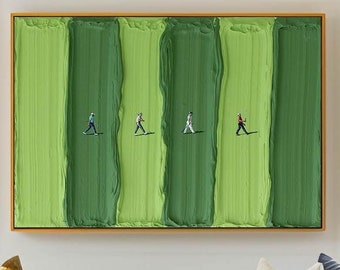 Golfer Gift Green Textured Canvas Art Golf Wall Art Green Textured Golf Art Golf Decor Sports Canvas Art Nature Green Painting
