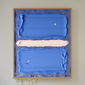 Blue Tennis Wall Art Minimalist Texture Canvas Painting Abstract Sport Art for Living Room