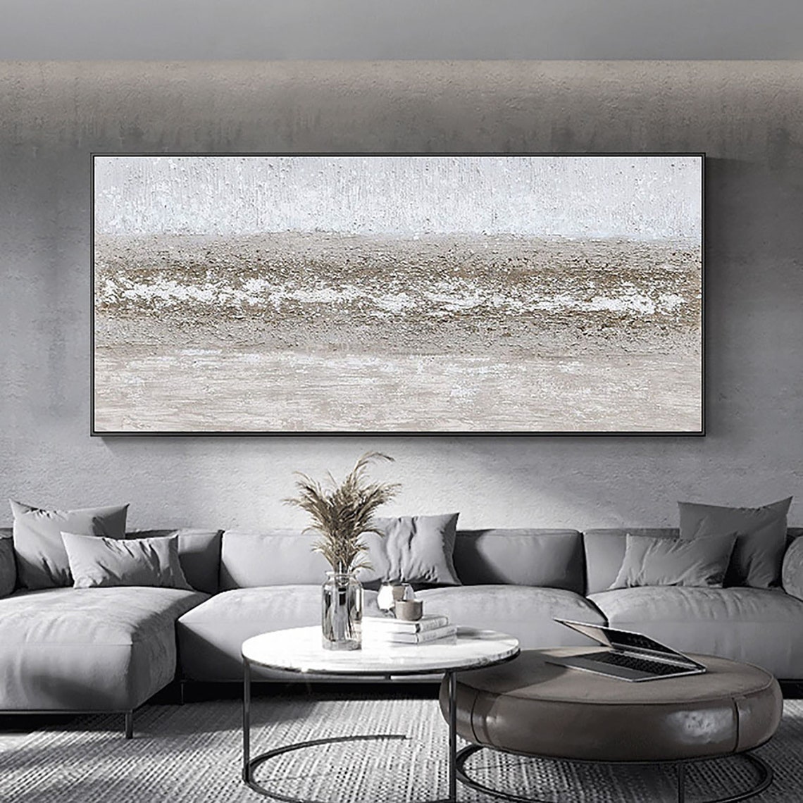 Abstract White Wall Art Framed Textured Landscape Wall Art Etsy