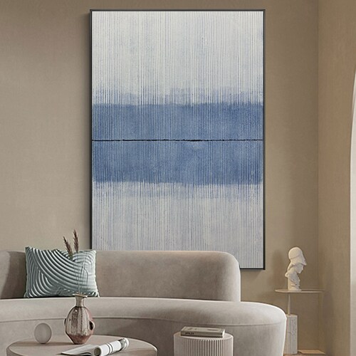Large blue minimalist painting, blue abstract wall art, white and bule minimalist art, blue shops abstract painting, blue minimalist wall decor
