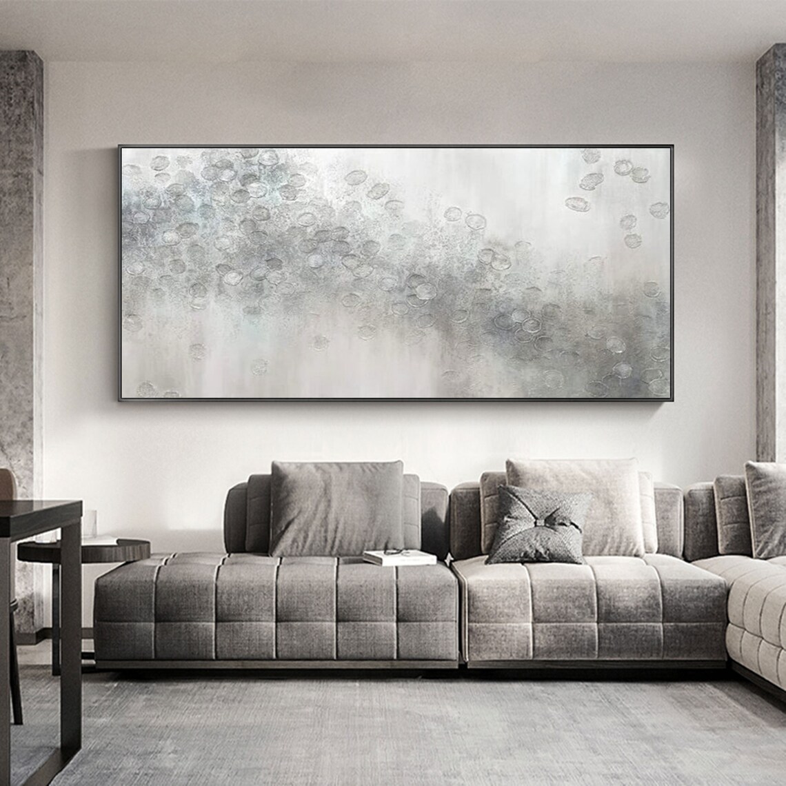 Gray Painting White Abstract Painting Gray and White Canvas Etsy