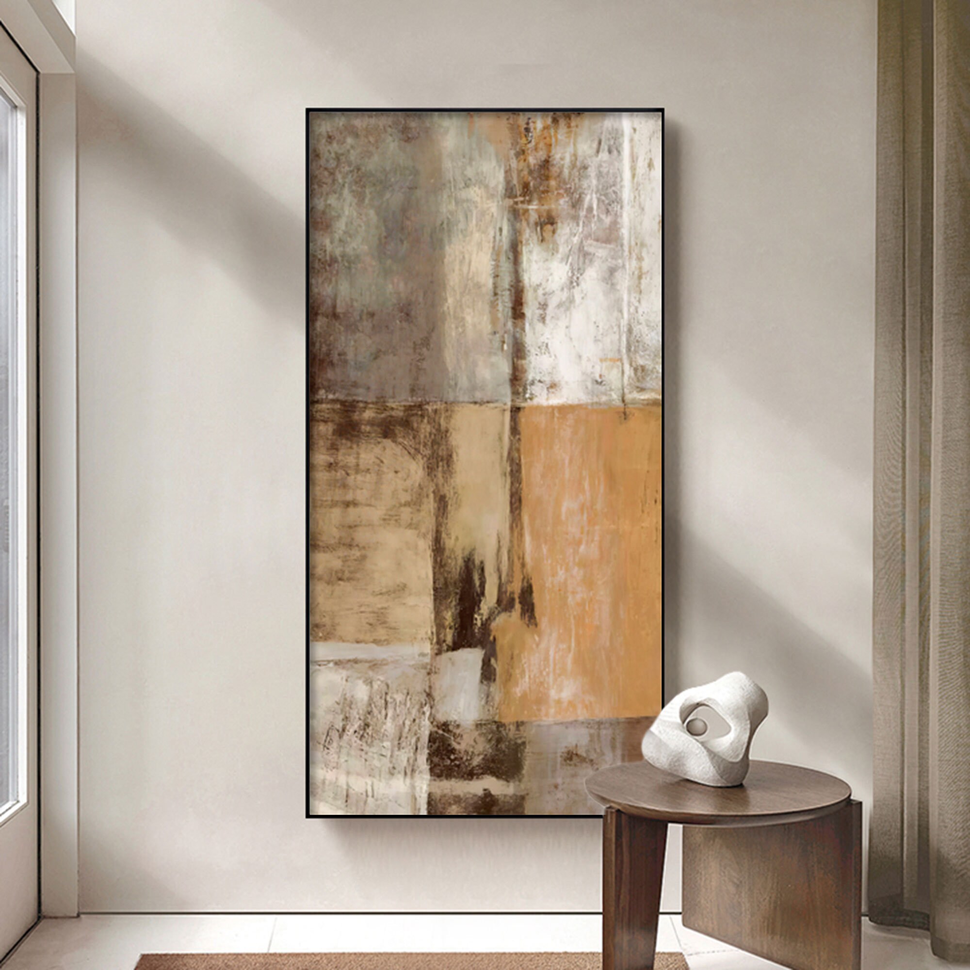 Super Large Landscape Painting Brown Beige Wall Art Brown Etsy