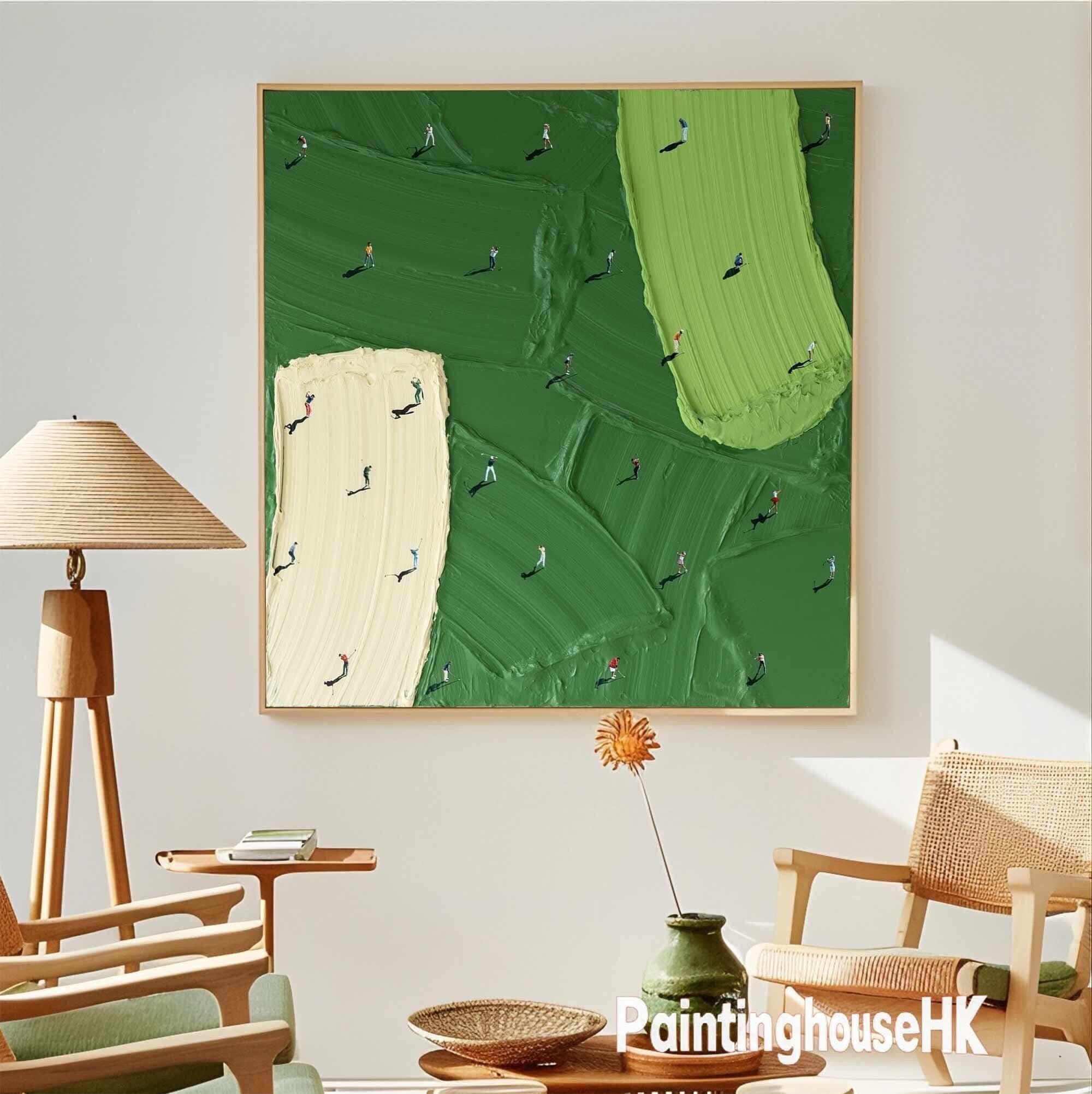 Large Green Abstract Painting Green Golf Canvas Wall Art