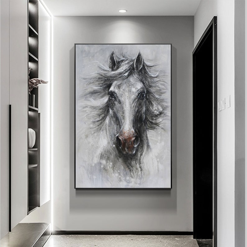 Horse Painting Horse Wall Art Horse Oil Painting Large Canvas Etsy