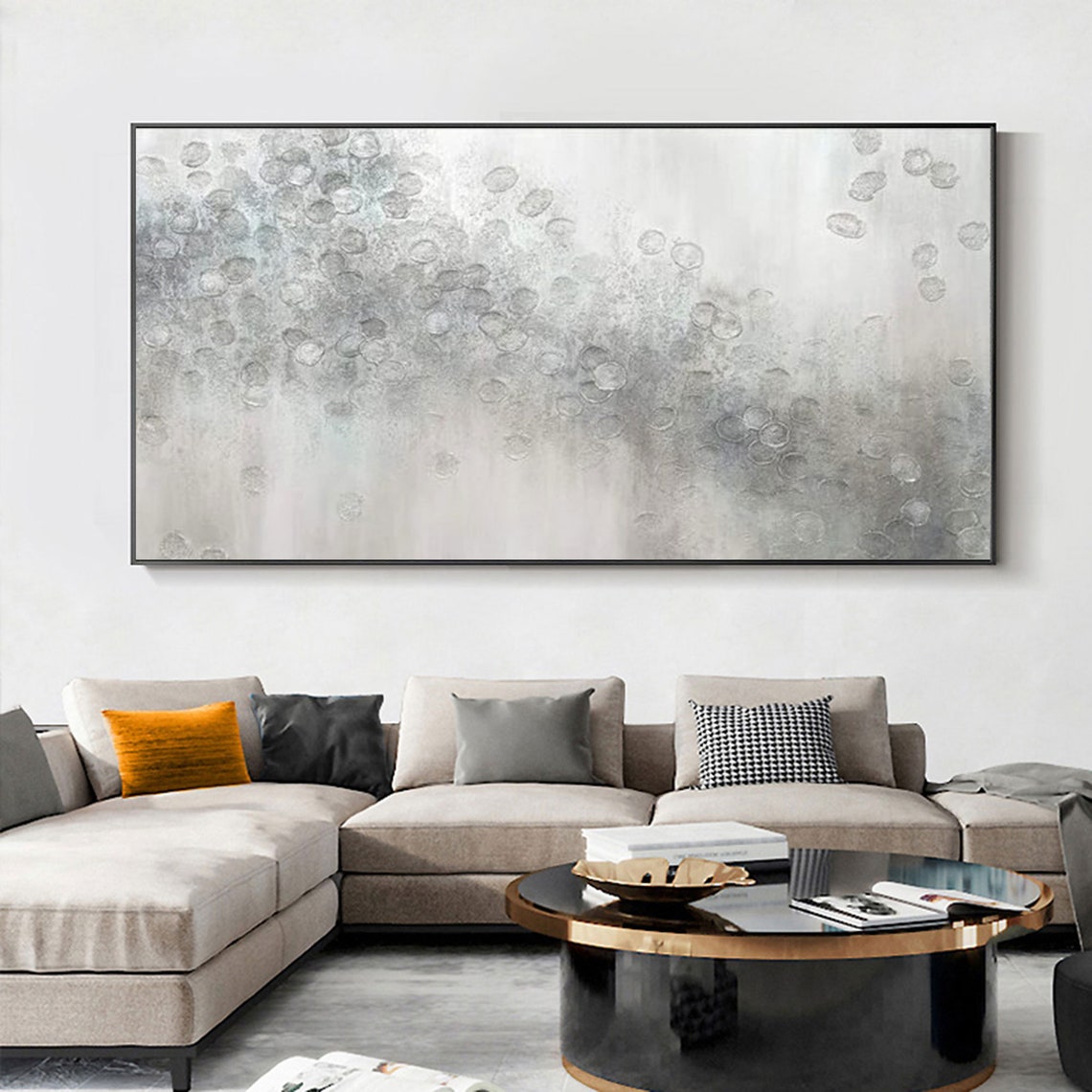 Gray Painting White Abstract Painting Gray and White Canvas Etsy