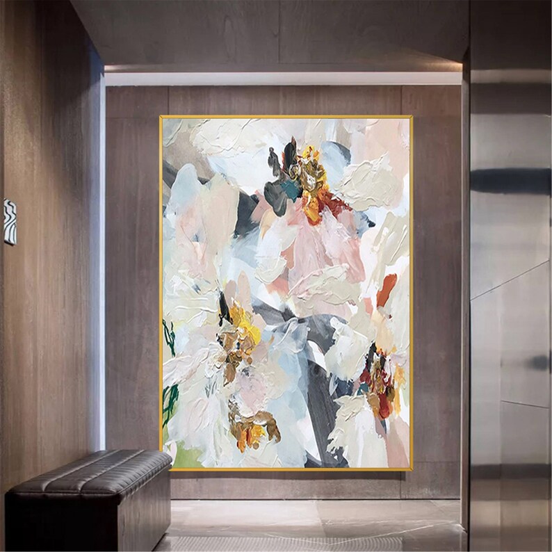 Large Flowers Painting on Canvas, Original Painting, Floral Wall Art, Roses Art, Flower Art, Modern Art, Home Wall Decor Living shops Room