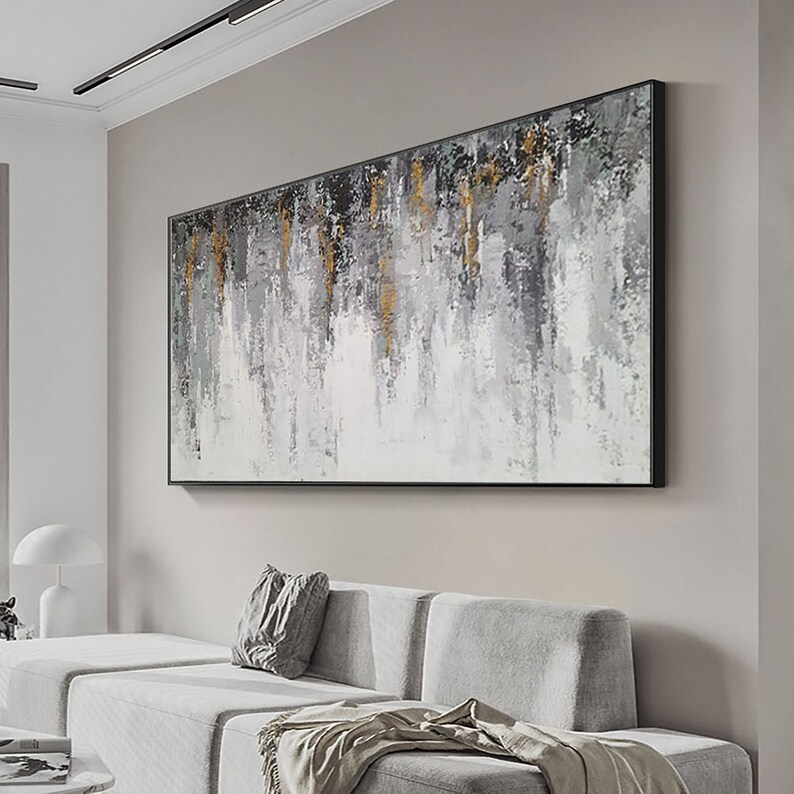 Extra Large Abstract Painting Black and White Art Canvas Etsy