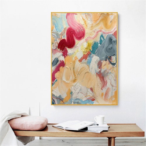 Large Original Colorful Abstract Painting,Beige heavy texture Painting on canvas,Large Wall Art,Abstract Painting,Abstract shops Wall Decor