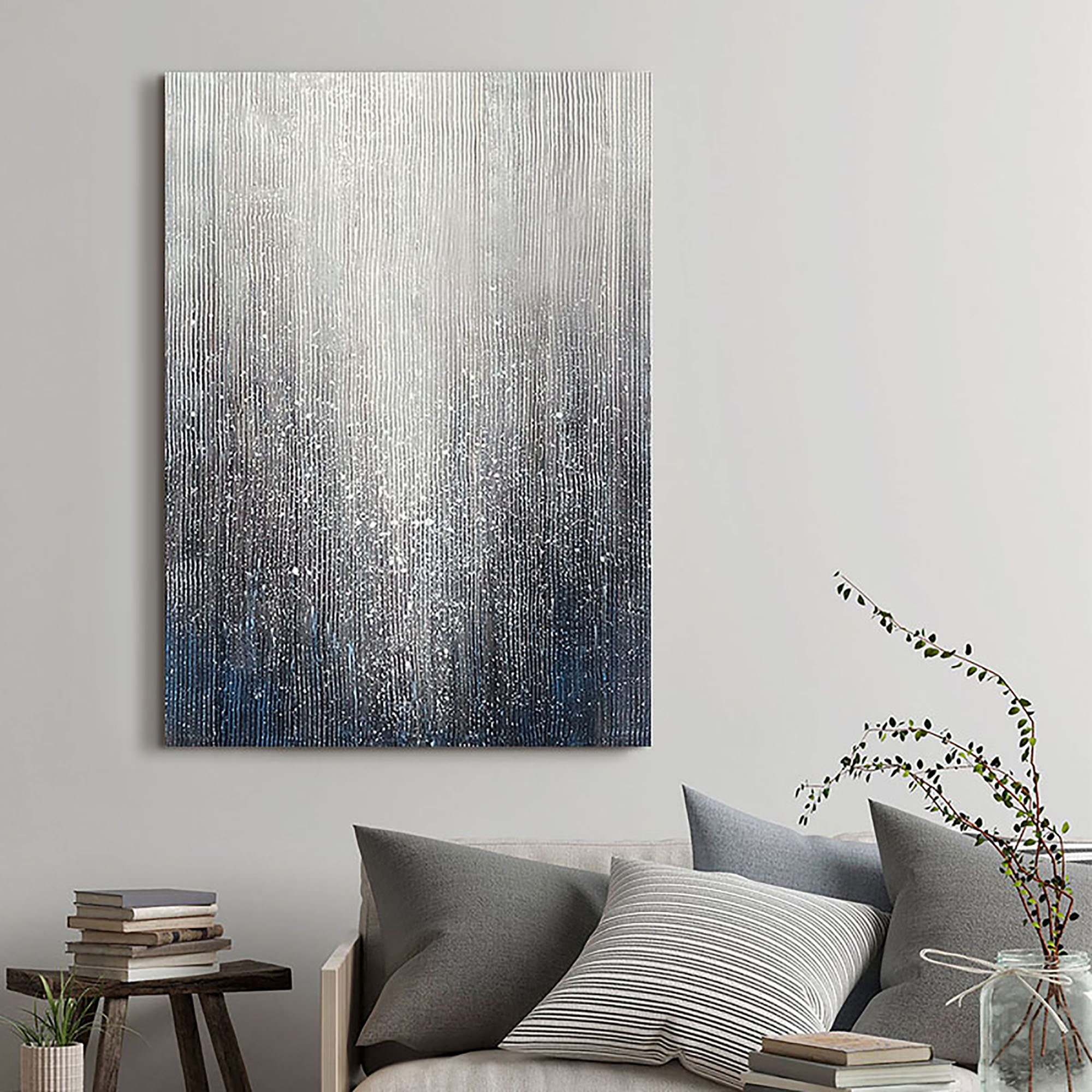 Bule Painting Gray Texture Abstract Painting Blue and Gray Canvas Art ...