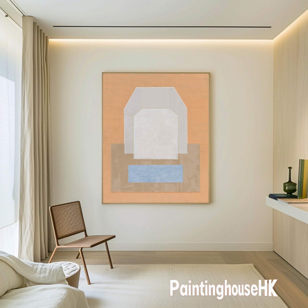 Large Abstract Orange Painting on Canvas Minimalist Wall Art Original ...