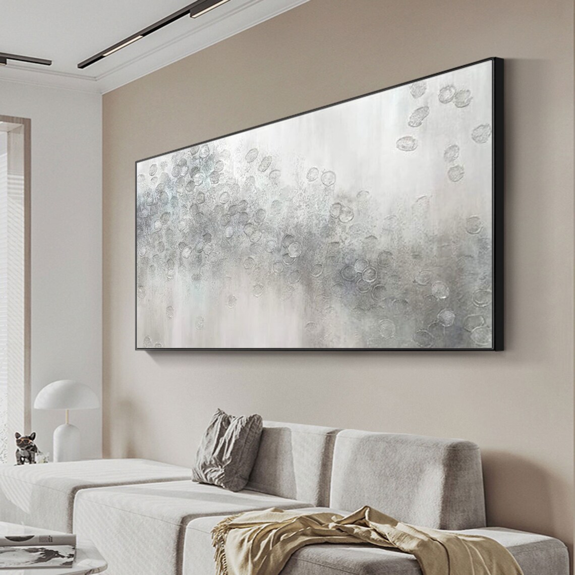 Gray Painting White Abstract Painting Gray and White Canvas Etsy