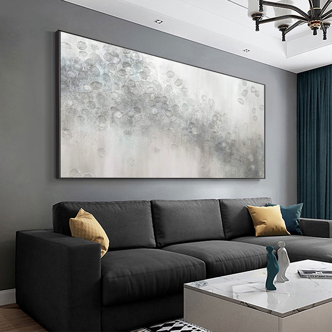 Gray Painting White Abstract Painting Gray and White Canvas Etsy