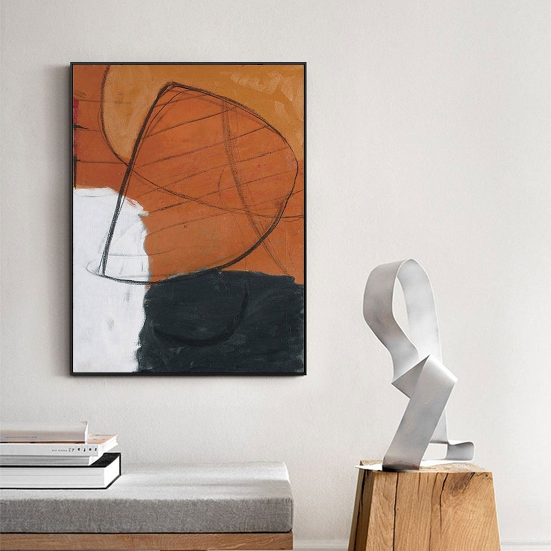 Buy Large Abstract Brown Painting on Canvas, Minimalist Wall Art