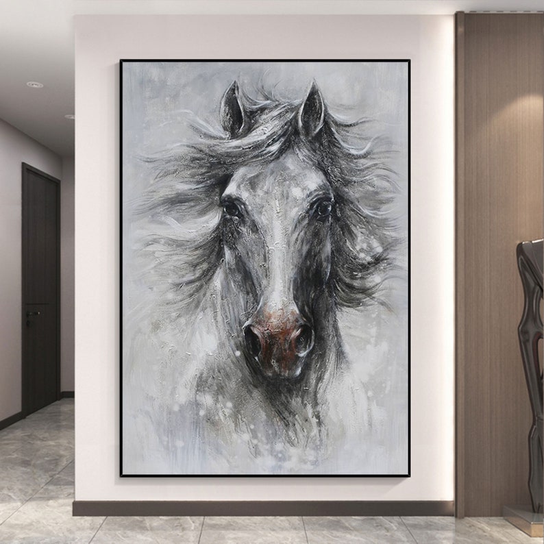 Horse Painting Horse Wall Art Horse Oil Painting Large Canvas Etsy