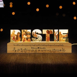 Custom Best Friend Frame Lamp, Cute Bestie Night Light, Birthday Gift For Best Friend, Friendship Lamp, Bestie Photo Collage Night Light.