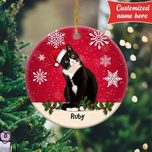 Personalized Tuxedo Cat Ornament, Gifts For Cat Mama, Meowy Christmas Ornament, Cute Black Cat Ornament, Custom Cat Xmas Gift,Christmas 2025