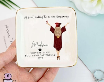 Personalized Graduation Dish,  Class Of 2025 College Dish, PHD Graduation, Masters Degree, Custom Name & Graduation Gift, College Grad 2026