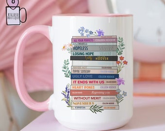 Colleen Hoover Book Stack Mug, Colleen Hoover Fan, Mug for Mom, Book Club Mug, Book Club Babe, Book Worm Mug