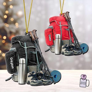 Personalized Hiking Bag Christmas Acrylic Ornament, Camping Lover Gift, Hiking Lover Ornament 2024, Keepsake Gift For Camper, Hiking Lovers.