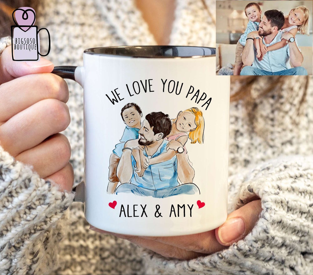 We Love You Papa Mug, Personalized Photo Mug for Grandpa, Mug With ...