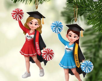 Personalized Cheerleader Graduation Ornament, Custom Cheerleader Senior Ornament, Friend Graduation Gift, Cheer Team Christmas Gift