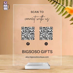 Personalized QR Code Sign Acrylic Plaque, Scan To Pay Sign, Small Business Sign, Shop Decor, Business Social Media Sign, Payment Sign.