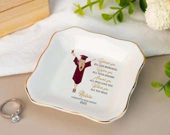 Personalized Graduation Dish,  Class Of 2025 College Dish, PHD Graduation, Masters Degree, Custom Name Graduation Gift, College Grad 2026