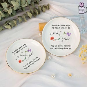 Personalized Best Friend Jewelry Dish, Birth Flower Jewelry Dish, Gift Group Friends, Custom Text Ring Dish, Gift For Soul Sister Friends.