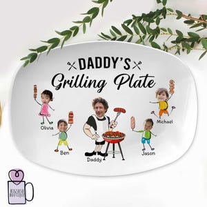 Dads Grilling Plate, Custom BBQ Plate For Dad, Fathers Day Gift, Fathers Day Gift From Kids, Dad Grill Plate, Daddys Grilling Plate.