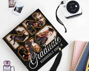 Personalized Graduation Cap Topper Ornament,  Black Queen Grad Cap Topper, College Grad 2025 2026, Custom Photo Grad Cap, Graduation Decor.
