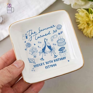 The Summer I Turned Thirty Birthday Dish, 20th 30th 40th Birthday Rings Dish, Birthday Gift For Friends, Beach Coastal Birthday Party Decor.