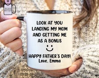 Look At You Landing Our Mom And Getting Us As A Bonus - Funny Step Dad Father's Day Gift, Special Gift Idea For Bonus Dad, Best Stepfather