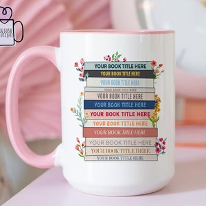 Custom Favorites Bookshelf Mug, Custom Book Art Mug, Librarian Mug, Custom Reader Shirt, Book Lover Gift