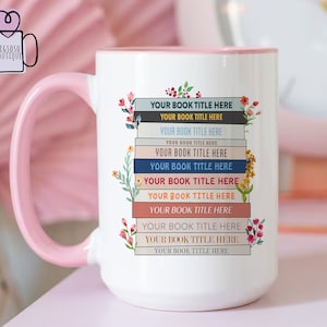 Custom Favorites Bookshelf Mug, Custom Book Art Mug, Librarian Mug, Custom Reader Shirt, Book Lover Gift