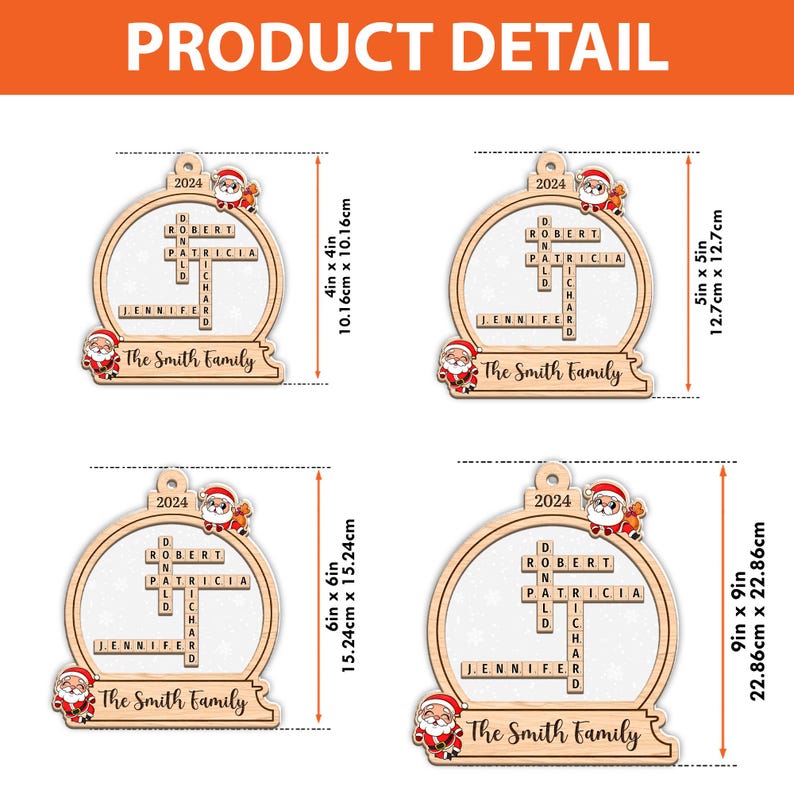 Personalized Family Christmas Ornament, Family Crossword Ornament 2024