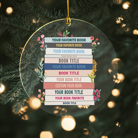 Personalized Bookish Ornament, Custom Favorite Book Title Acrylic Ornament, Book Lover Christmas Gift Ornament
