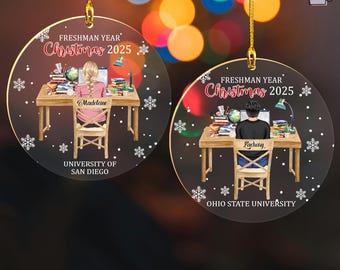 Personalized First Year At College Ornament, Freshman Year Christmas 2024, College 2024, New College Student Ornament, College Christmas