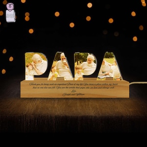 Personalized Grandpa Photo Collage Night Light, Custom Papa Photo, Gift For Dad Grandpa, Birthday Family Member Gift, Father&#39;s Day Gift.
