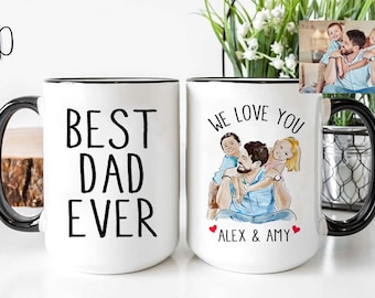 Best Dad Ever Mug, Personalized Photo Mug For Dad, Mug With Picture, Kids Photo Mug, Father's Day Gift, Father's Day Mug For Dad, Gift Mug2.