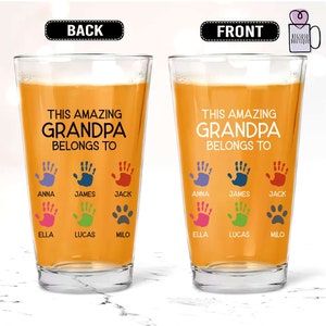 Personalized Grandpa Mug With Grandkids Names, Personalized Handprint, Fathers Day Gift From Granddaughter Grandson, Grandpa Belong To Cup