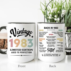 Vintage 1983 Mug, 40th Birthday Mug, 40th Birthday Gift For Men, 40th Birthday Friend, Back in 1983 History Mug, Birthday Black Mug Tumbler